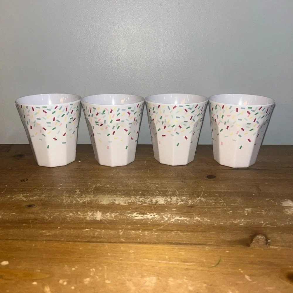 Crate & Barrel Colorful Sprinkle Patterned Cups